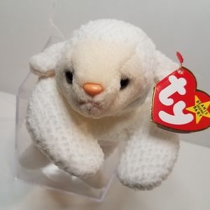 TY Fleece the Lamb Beanie Baby Clear Case White 90s Y2K